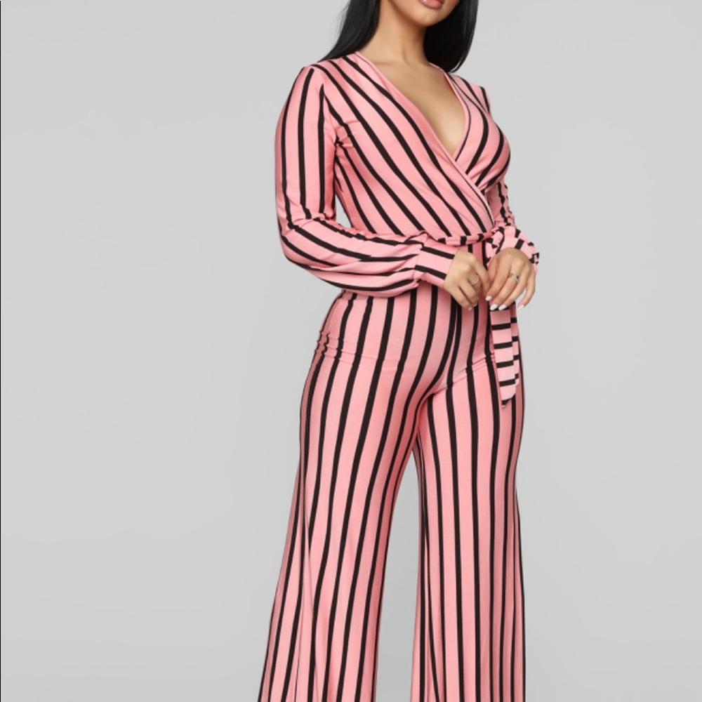 Right Up My Alley Striped Jumpsuit  | Pink